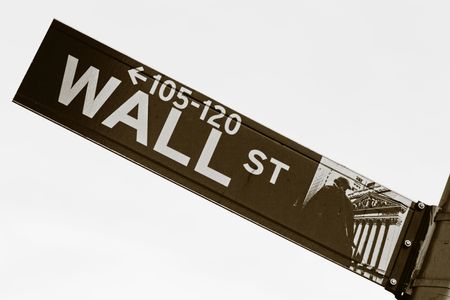 Retro Wall Street sign in sepia toneの写真素材