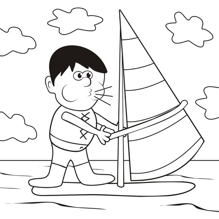 windsurfing-coloring bookのイラスト素材