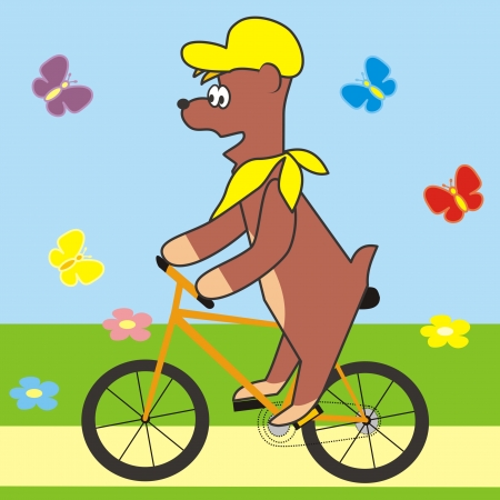 Bear and bicycleのイラスト素材