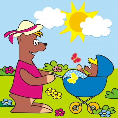 Teddy and buggyのイラスト素材