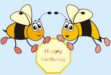 bees-happy birthdayのイラスト素材