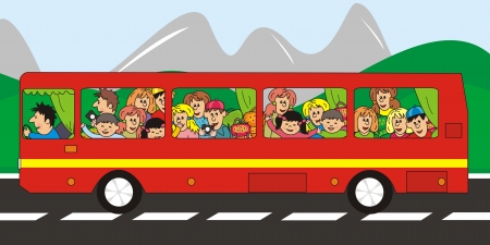 red bus - tripのイラスト素材