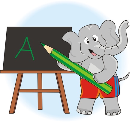 Elelphant and pencilのイラスト素材