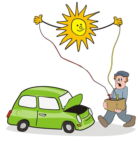 green car and sunのイラスト素材