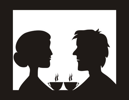 Couple in cafeのイラスト素材