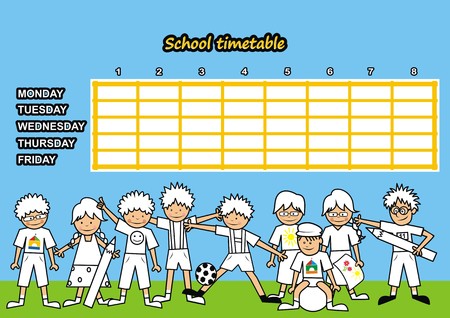 School timetable - coloring bookのイラスト素材