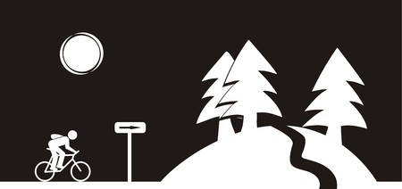 cyclist and landscapeのイラスト素材