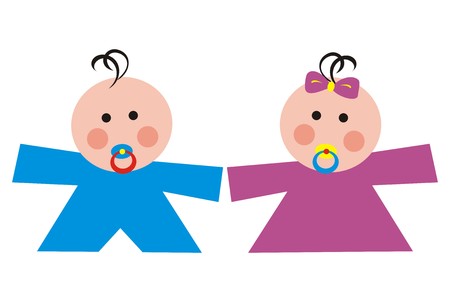 toddler, boy and girlのイラスト素材