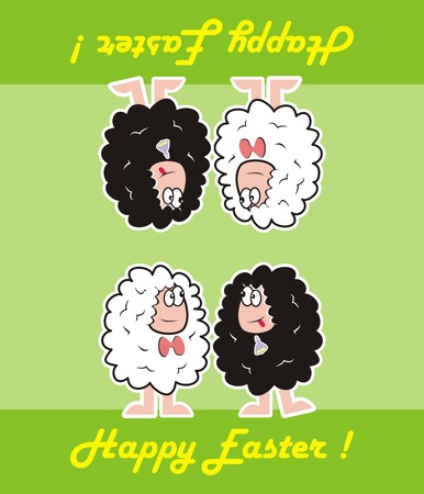 happy easter, sheepのイラスト素材