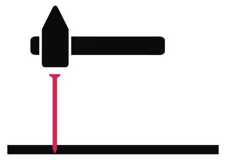 nail and hammer, black silhouetteのイラスト素材