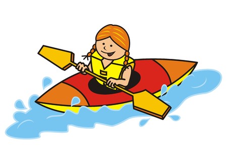 kayak and girlのイラスト素材