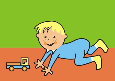 toddler and toy, vector illustrationのイラスト素材