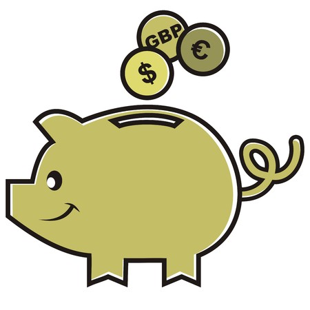 Moneybox, vector icon. Smile pig and money. Moneybox, vector icon. Smile pig and money.