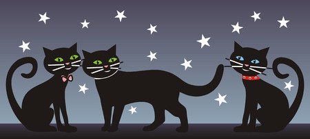 Three cats, nighttime. background.のイラスト素材