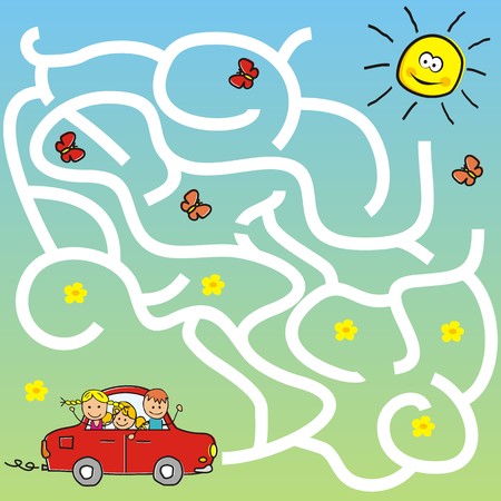 labyrinth, summer trip, game for childrenのイラスト素材