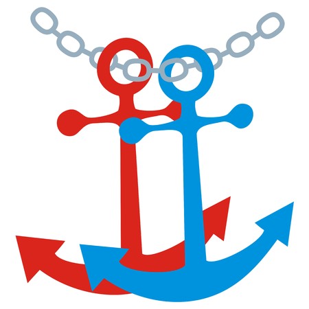 two anchor and chain, vector iconのイラスト素材