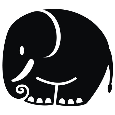 elephant, black silhouette, vector iconのイラスト素材