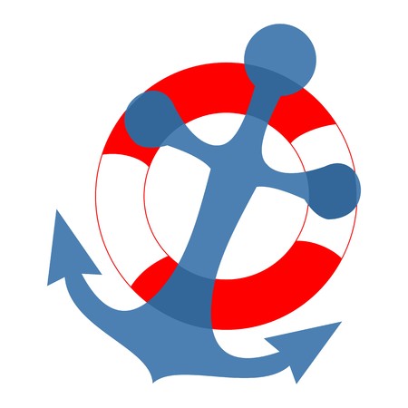 Anchor and life buoy, vector icon, crestのイラスト素材