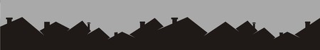 Roofs and chimneys, cityscape, black silhouette, vector icon.のイラスト素材