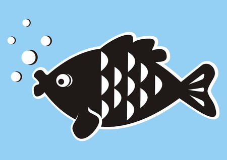 Black carp fish with bubble icon.のイラスト素材