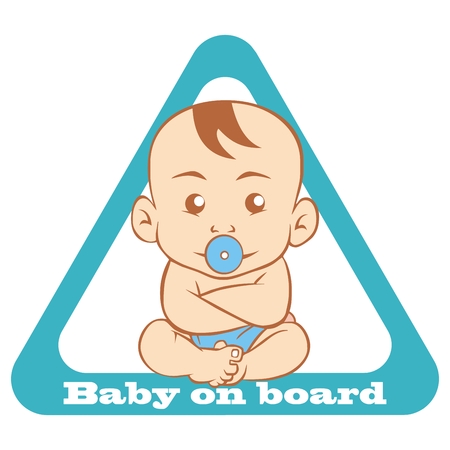 Baby on board, traffic sign, triangle shape, vector iconのイラスト素材