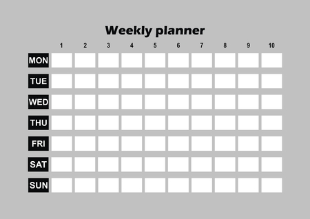 Weekly planner, vector icon, black and white colorのイラスト素材