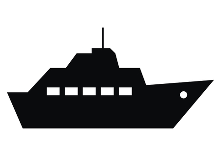 boat trips, black silhouette of steamboat, vector iconのイラスト素材