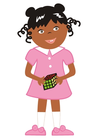 girl and brain teaser, vector illustration, single personのイラスト素材