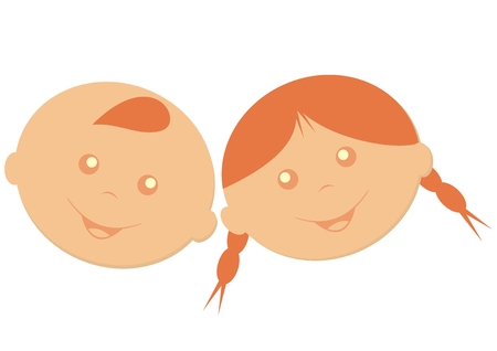 boy and girl, happy kids, vector iconのイラスト素材