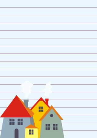 Group of houses on lined paper, concept, vector iconのイラスト素材