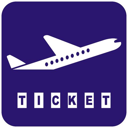 Airplane, ticket, web icon, airplane silhouette on blue background, eps.のイラスト素材