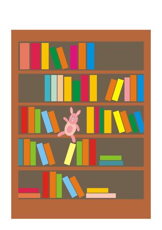 Vector Illustration Keywords: Vector Illustration Keywords: Shelf with books and puppy.のイラスト素材