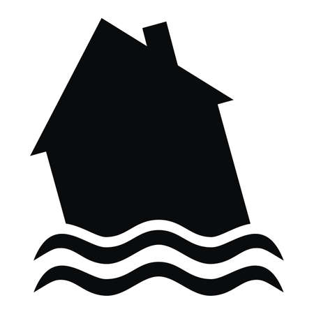 Home insurance for floods, black vector iconのイラスト素材