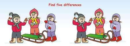 activity, find five differences, board game, vector iconのイラスト素材
