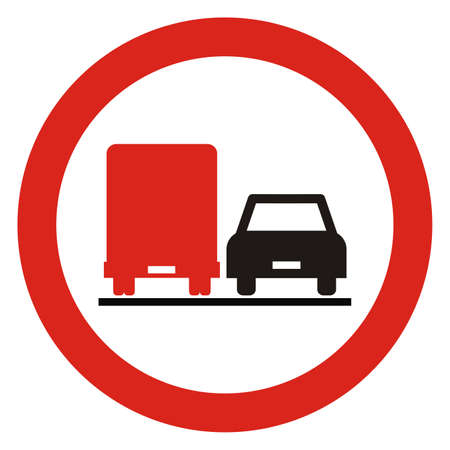 No overtaking for trucks. Road traffic sign, vector icon.のイラスト素材