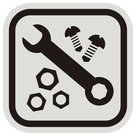 Hardware, set of nut, wrench and screw, vector iconのイラスト素材