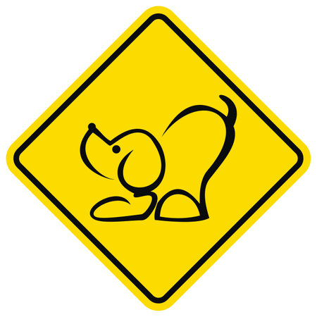 Dog at frame, yellow background, vector iconのイラスト素材