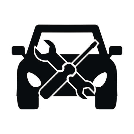 car service, banner, black icon on white backgroundのイラスト素材