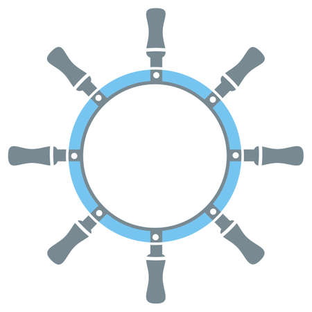 ship rudder, conceptual vector icon, frame, blue colorのイラスト素材