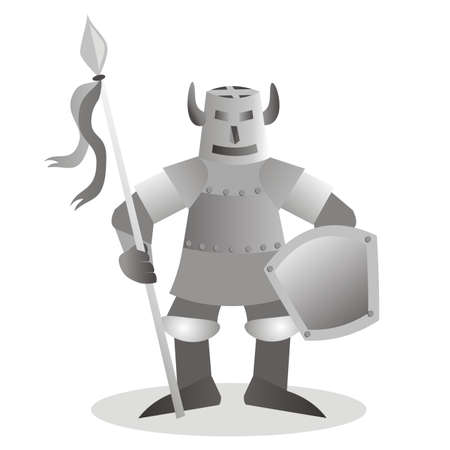 Medieval knight in armor, isolated object, vector illustrationのイラスト素材