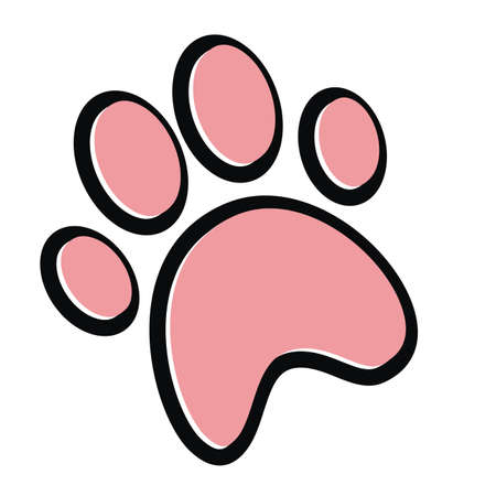 Dog paw print. Paw icon. Vector illustration. Black and pink colors.のイラスト素材