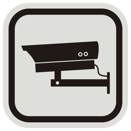 web or safety camera, vector icon, black silhouette at gray and black frameのイラスト素材