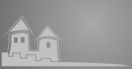 Castle with roof and walls. Conceptual vector illustration.のイラスト素材