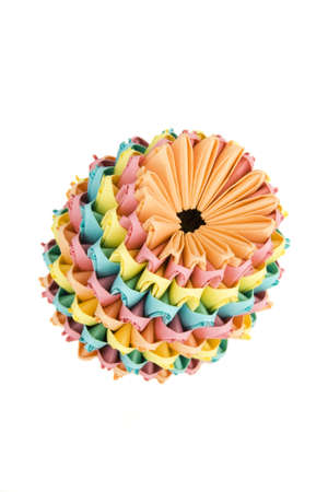 Origami figure of cone (isolated on white)の写真素材