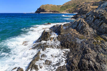 Rocky coast near Portbou (Costa Brava, Catalonia, Spain)の写真素材