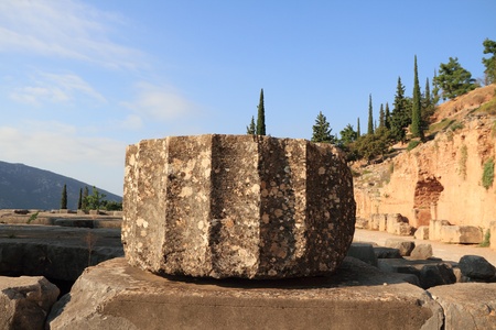 Detail in Apollo temple,Delphi, Greece.の写真素材