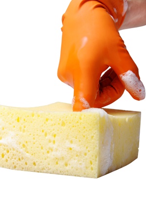 	Hand relaxing on sponge.の写真素材