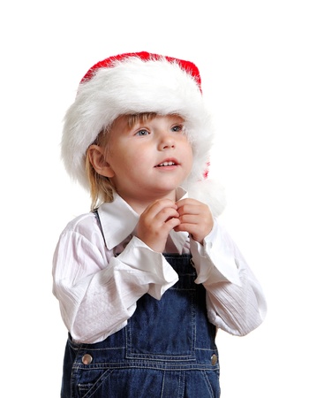 	Christmas kid in Santa hat .の写真素材