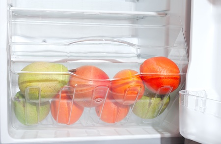 Fruits in fridge.の写真素材