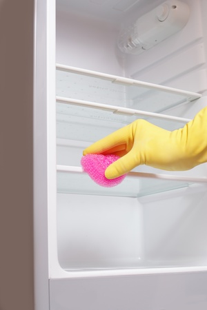 Hand cleaning refrigerator.の写真素材